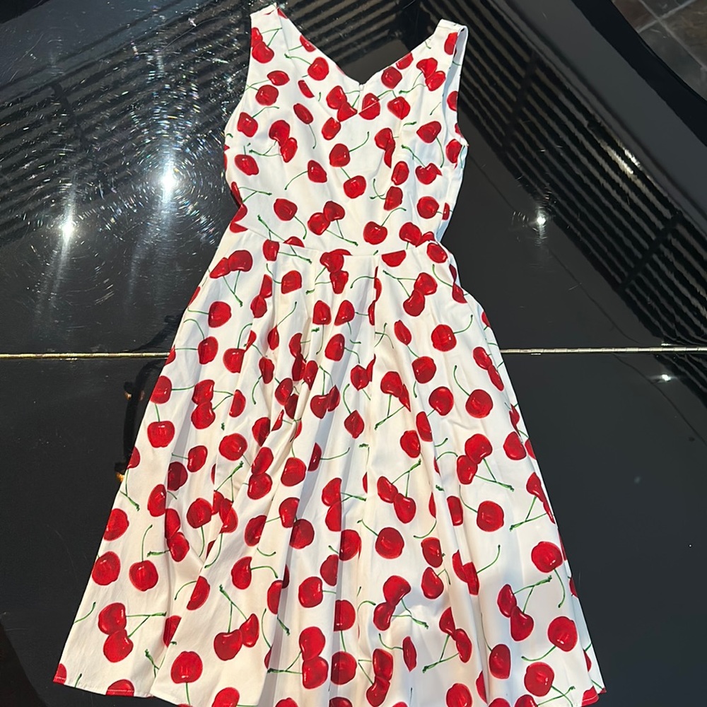 Vintage Retro Rockabilly Style Flared Red Cherry Dress